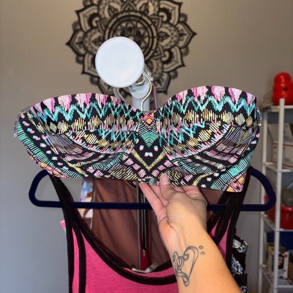 NEW XS Bar III Neon Tribal Printed Underwire Midkini Top - Picture 3 of 5